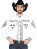 Camisa Vaquera de Hombre El Señor de los Cielos NO.9 Manga Larga Bordada en 65% Poliéster 35% Algodón Color Blanco 126688