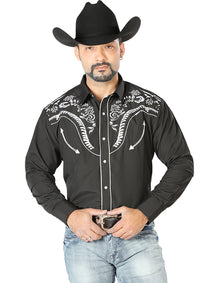 Camisa Vaquera L/ Manga El Señor De Los Cielos No.10 65% Poliéster 35% Algodón Negro 126691