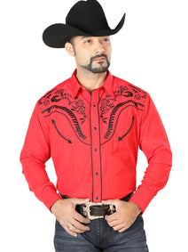 Camisa Vaquera L/ Manga El Señor De Los Cielos No.10 65% Poliéster 35% Algodón Rojo 126693