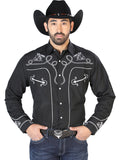 Camisa Vaquera de Hombre El Señor de los Cielos NO.17 Manga Larga Bordada en 65% Poliéster 35% Algodón Color Negro 126714
