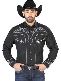 Camisa Vaquera L/ Manga El Señor De Los Cielos No.17 65% Poliéster 35% Algodón Negro 126714