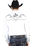 Camisa Vaquera de Hombre El Señor de los Cielos NO.17 Manga Larga Bordada en 65% Poliéster 35% Algodón Color Blanco 126715