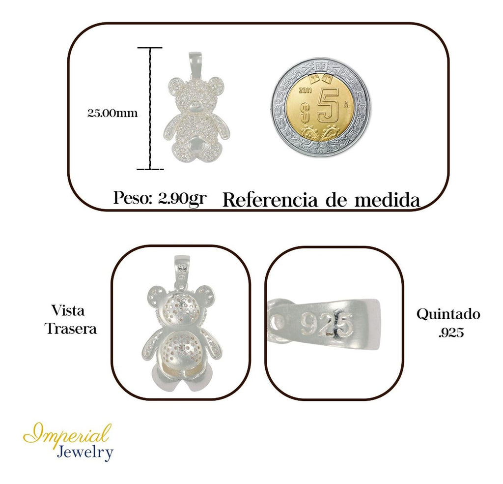 Dije Turco De Plata 925 De Oso Con Zirconia