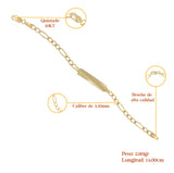 Esclava Italiana Figaro 3x1 De 10 Quilates 3.5mm, 14cm
