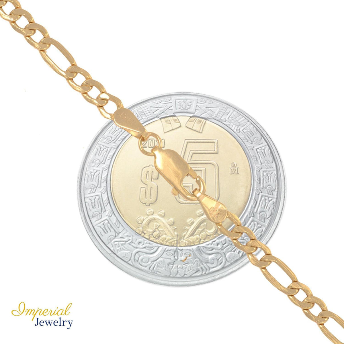 Pulsera Italiana Figaro Hueca De 10 Quilates 3.5mm, 18.5 Cm
