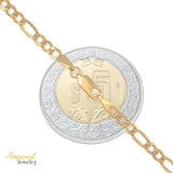 Pulsera Italiana Figaro Hueca De 10 Quilates 3.5mm, 18.5 Cm