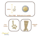 Dije De Huella De Perro Con Zirconia En Oro 10k 1.30 Gr