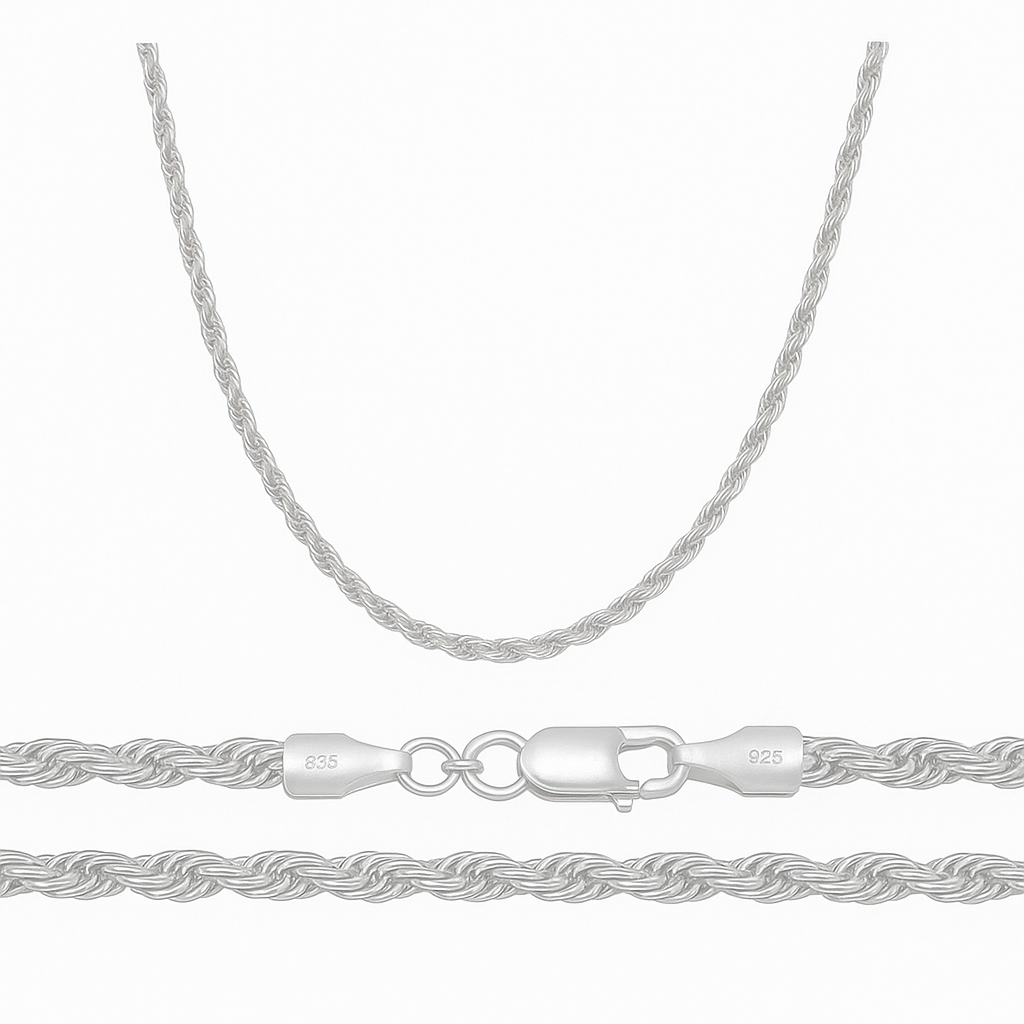 Cadena De Plata 925 Estilo Torsal De Calibre 3.3 Mm