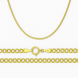 Cadena Italiana De 10k, Estilo Cubana de Calibre 2mm