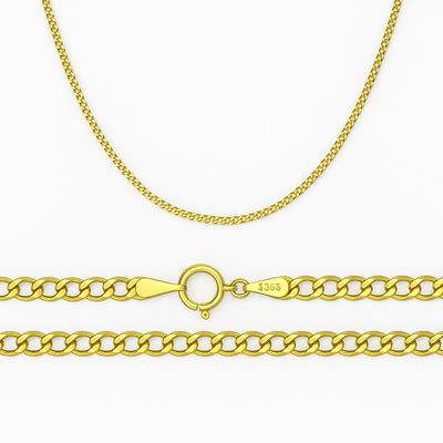 Cadena Italiana De 10k, Estilo Cubana de Calibre 2mm