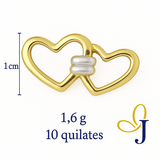Arete Con Figura De Corazones Entrelazados 10k 1.60 Gr