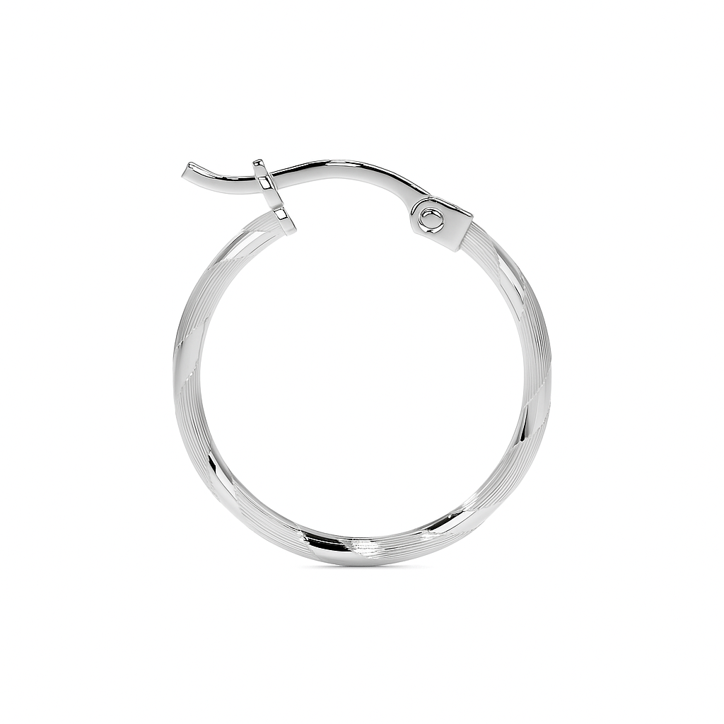 Arete De Plata 925 Extra Ligero Para Mujer Con Diamantado Cordon Blue