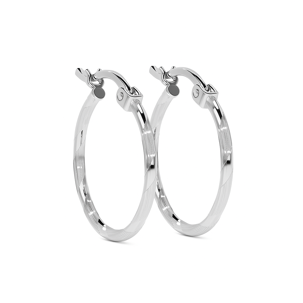 Arete De Plata 925 Extra Ligero Para Mujer Con Diamantado Cordon Blue