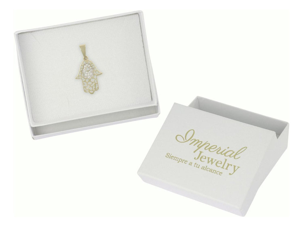 Dije De Mano De Fatima Con Zirconia En Oro 10k 1.80 Gr