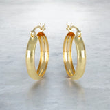 Arracada Bangle De Oro 10k Diamantado Domino, 4mm de Ancho