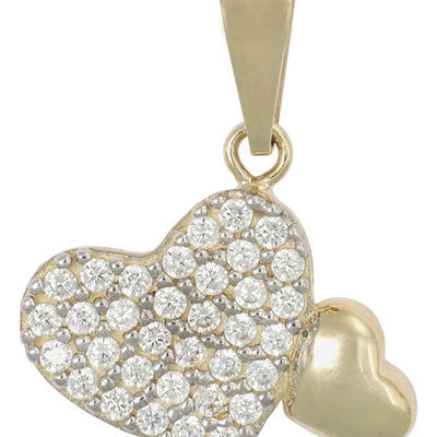 Dije En Figura De Dos Corazones Con Zirconia 10k 2.10 Grm
