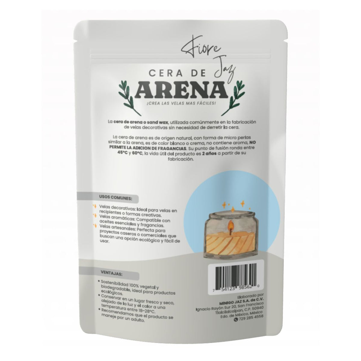 Cera de Arena Blanca Granulada – Orgánica y de Origen Vegetal (Cera Nieve)
