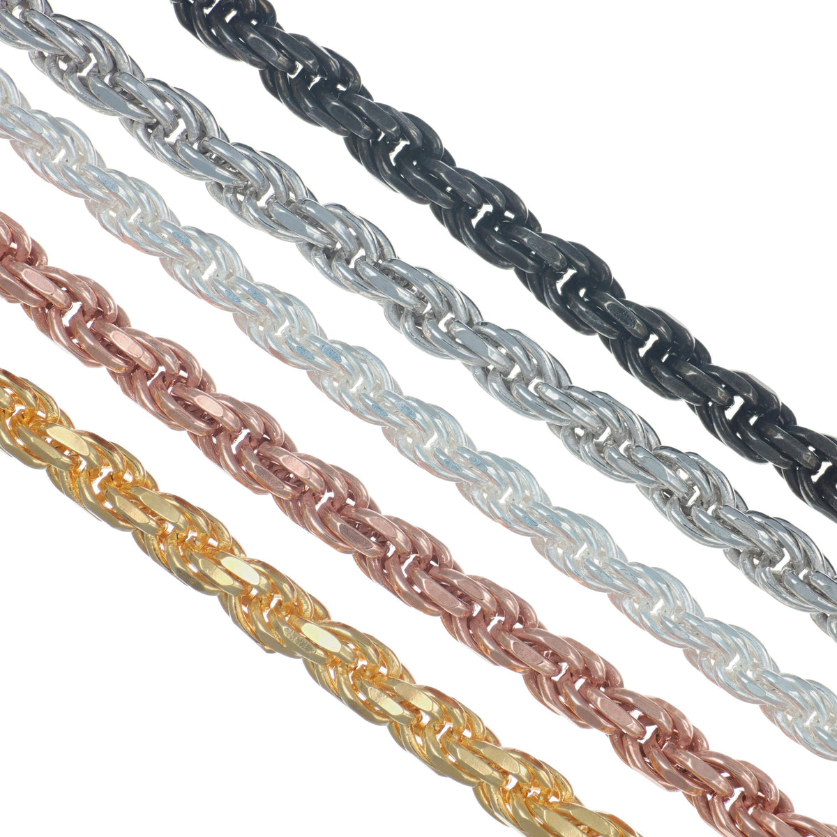 Cadena De Plata 925 Italiana Torsal Calibre 1.9mm en 4 colores