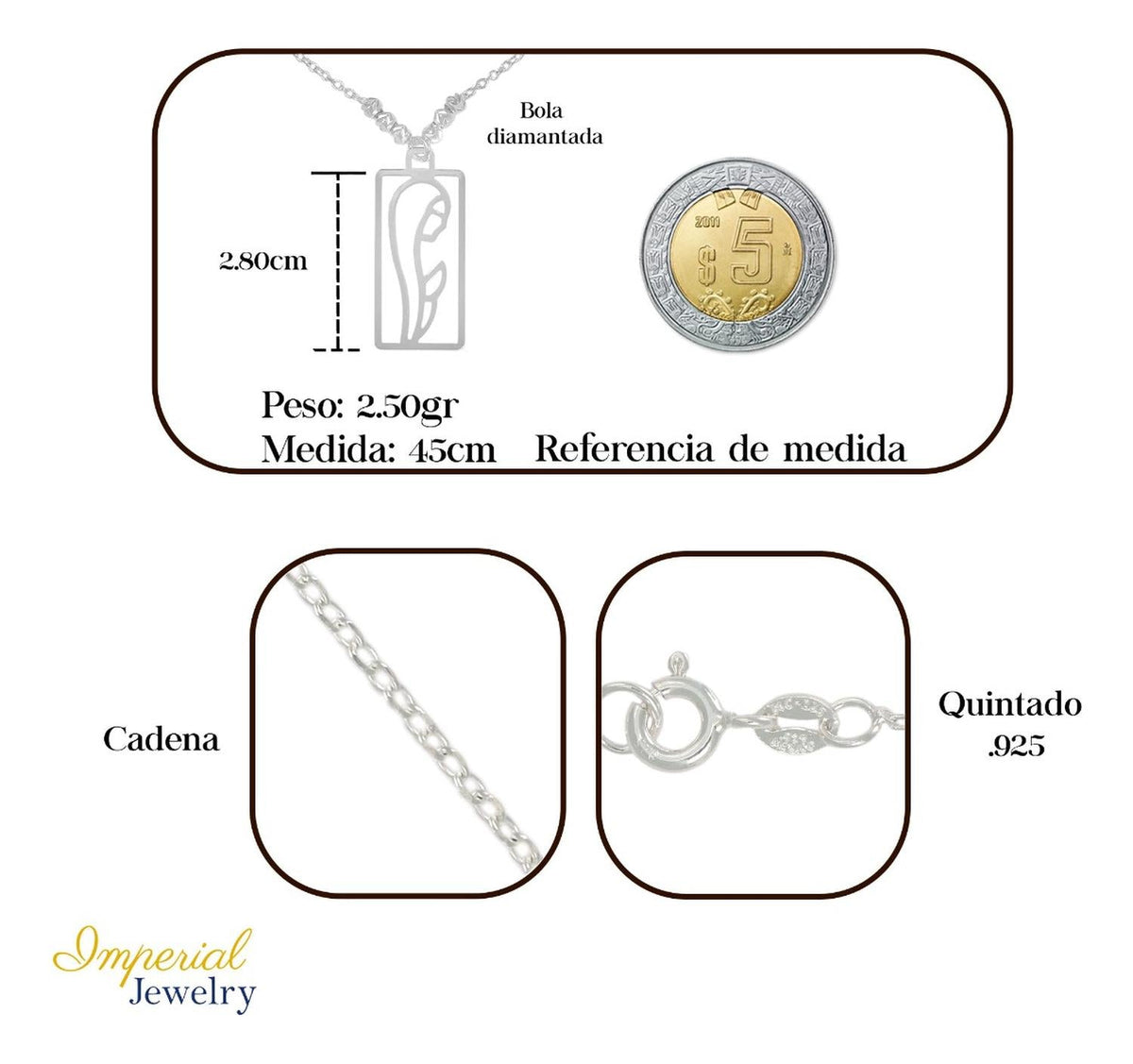 Collar De Madona De Plata 925 Con Bola Diamantada De 45 Cm