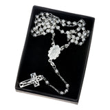 Rosario De Plata Ley 925 Con Bola Diamantada De 55 Cm