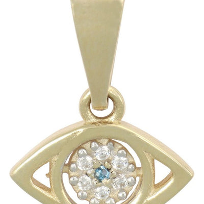 Dije En Figura De Ojo Turco Con Zirconia En Oro 10k 1.0 Grm