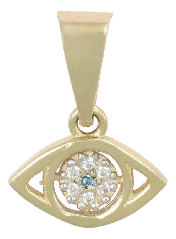 Dije En Figura De Ojo Turco Con Zirconia En Oro 10k 1.0 Grm