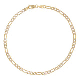 Pulsera Italiana Figaro Pave De 10 Quilates 3.2mm, 18.5 Cm
