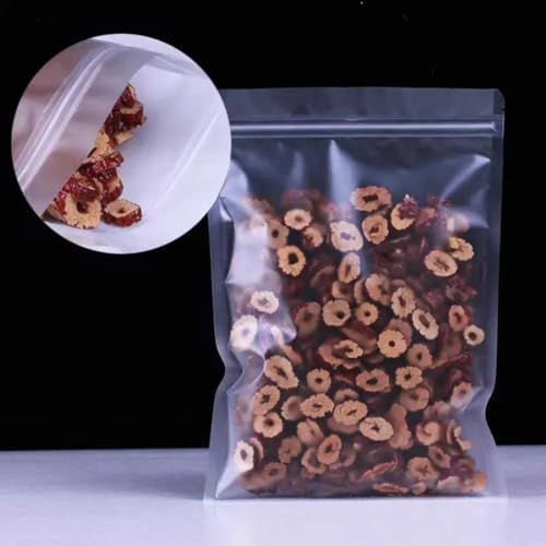 100 Bolsas Esmeriladas de Cierre Hermético de Cremallera Resellable. Ideal para Envasado, Empaquetado y Exhibición de Alimentos. Almacena Frutos Secos, Café.