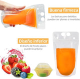 100 Bolsas para Bebidas Transparentes de Plástico,Bolsas de Mano Translúcidas para Bebidas Congeladas de Fiesta, para cualquier epoca del año