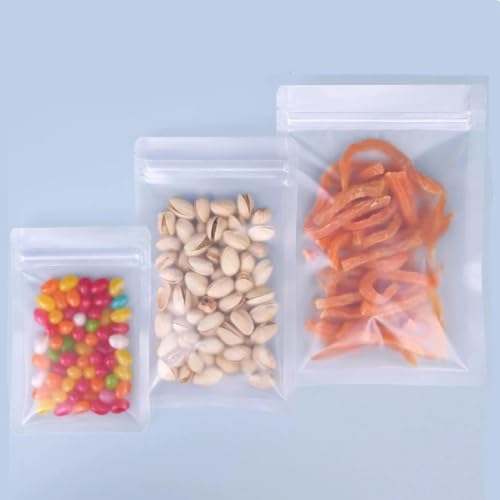 100 Bolsas Esmeriladas de Cierre Hermético de Cremallera Resellable. Ideal para Envasado, Empaquetado y Exhibición de Alimentos. Almacena Frutos Secos, Café.