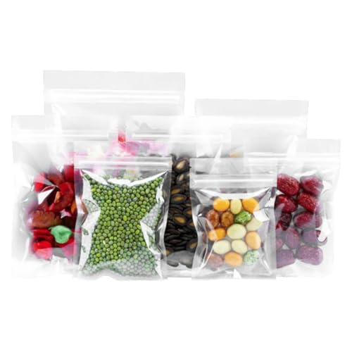 100 Bolsas Transparentes de Cierre Hermético de Cremallera Resellable. Ideal para Envasado, Empaquetado y Exhibición de Alimentos. Almacena Frutos Secos y cafe, Etc.