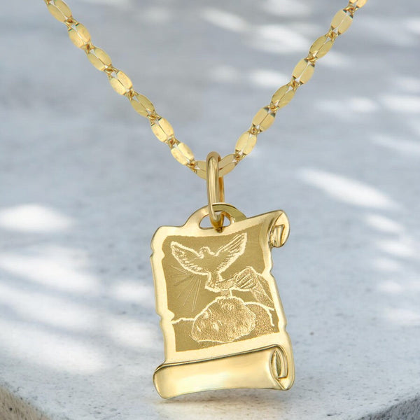 Collar Con Medalla De Bautizo Italiana De Oro De 14k