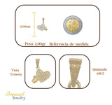 Dije En Figura De Dos Corazones Con Zirconia 10k 2.10 Grm