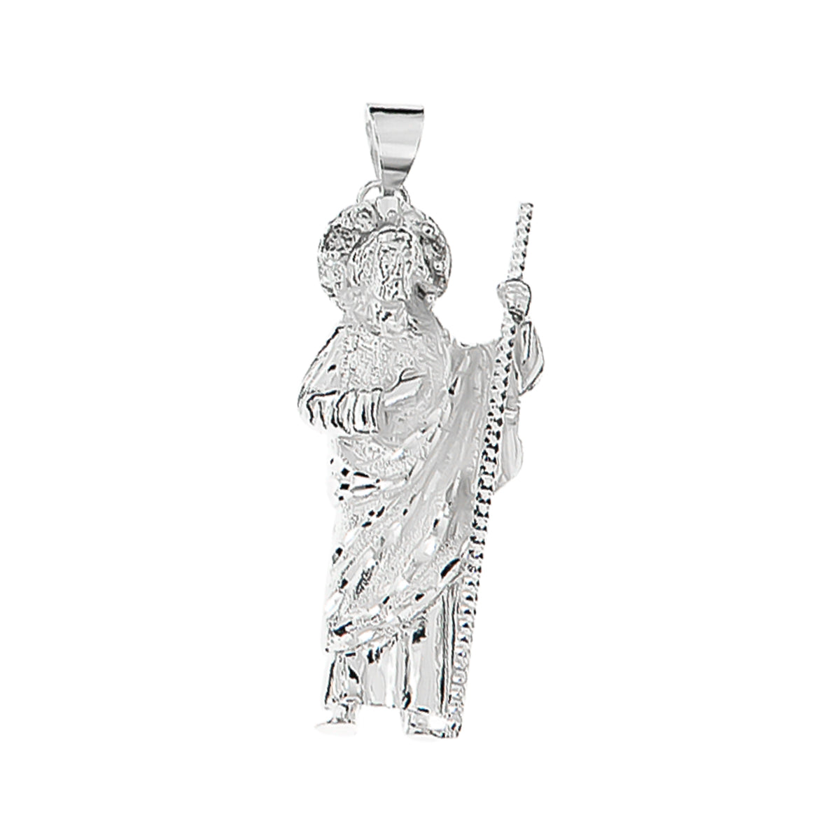 Dije De San Judas De Plata 925 Con Zirconita 5.5cm