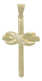 Dije En Figura De Cruz Con Moño Y Zirconia En Oro 10k 1.5gr