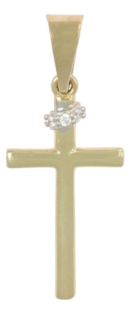 Dije En Figura De Cruz Con Zirconia En Oro 10k 0.9 Gr