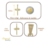 Dije En Figura De Cruz Con Moño Y Zirconia En Oro 10k 1.5gr