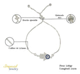 Pulsera De Plata 925 De Mano De Fatima Con Zirconia