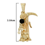 Dije De La Santa Muerte En Oro De 10k Con Piedra Ónix
