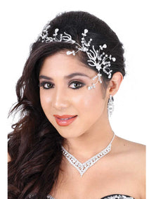 Tocados De Quinceañera Mis Xv Primaveras D-18 Crystal Plata 600011