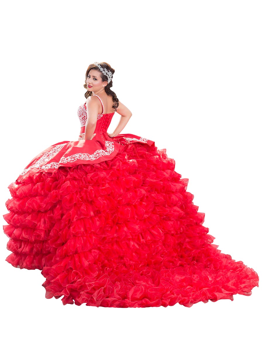 Vestido de Mujer El General CH-06 en 100% Poliéster Color Rojo/Plata 600015