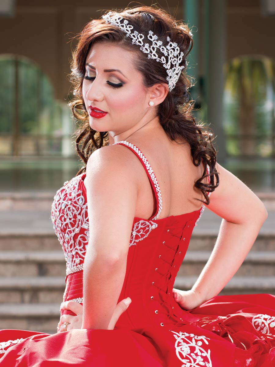 Vestido de Mujer El General CH-06 en 100% Poliéster Color Rojo/Plata 600015