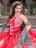 Vestido de Mujer El General CH-06 en 100% Poliéster Color Rojo/Plata 600015
