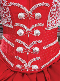 Vestido De Quinceañera Joanini Ch-06 100% Poliester Rojo/Plata 600015