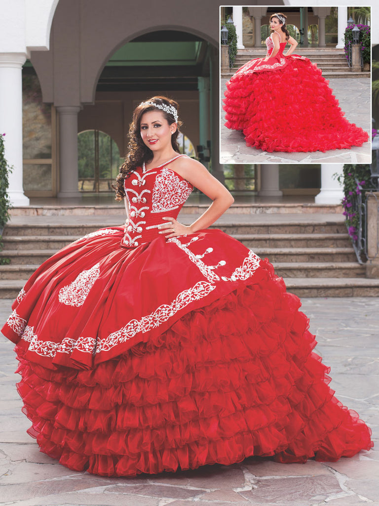 Vestido de Mujer El General CH-06 en 100% Poliéster Color Rojo/Plata 600015