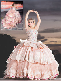 Vestido De Quinceañera Joanini Ch-02 100% Poliester Piñon/Plata 600016