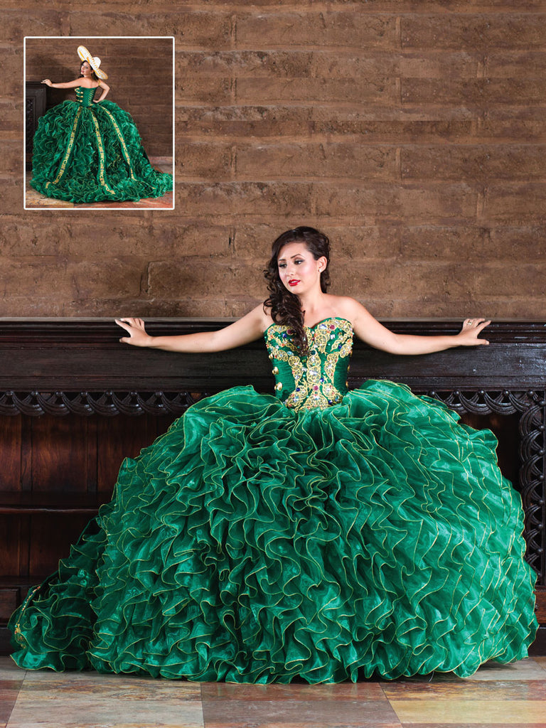 Vestido de Mujer El General CH-05 en 100% Poliéster Color Verde/Dorado 600022