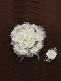 Ramos Quinceañeras Mis Xv Primaveras Rosal Combinado Acrílico/Satinado Marfil/Plata 600072