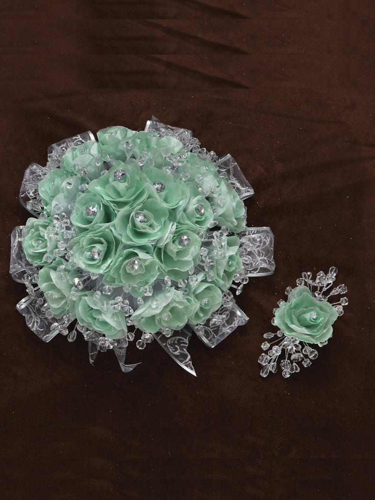 Ramos Quinceañeras Mis Xv Primaveras Rosal Combinado Acrílico/Satinado Menta 600075