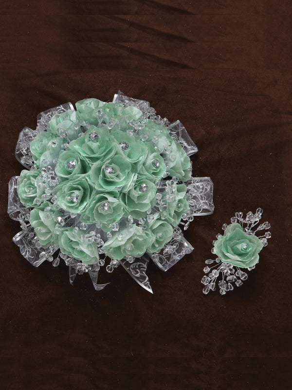 Ramos Quinceañeras Mis Xv Primaveras Rosal Combinado Acrílico/Satinado Menta 600075